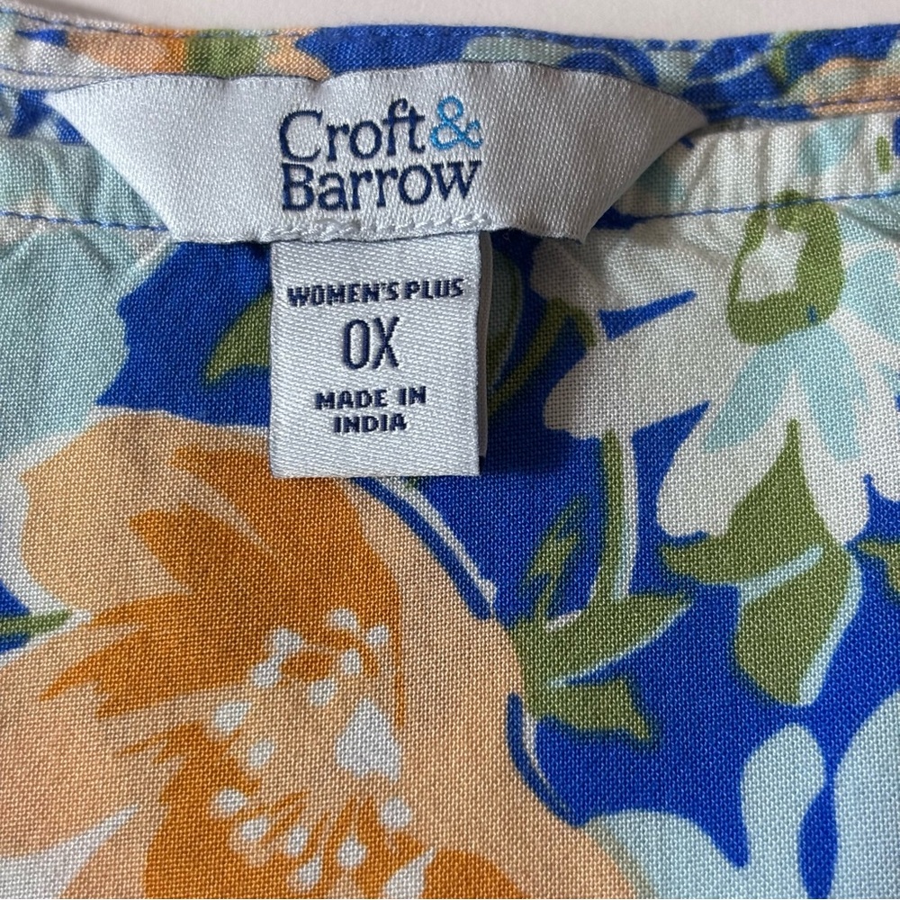 Croft & Barrow Midi Dress Cottagecore Feminine Lightweight Blue Floral Size 0X - Picture 8 of 14